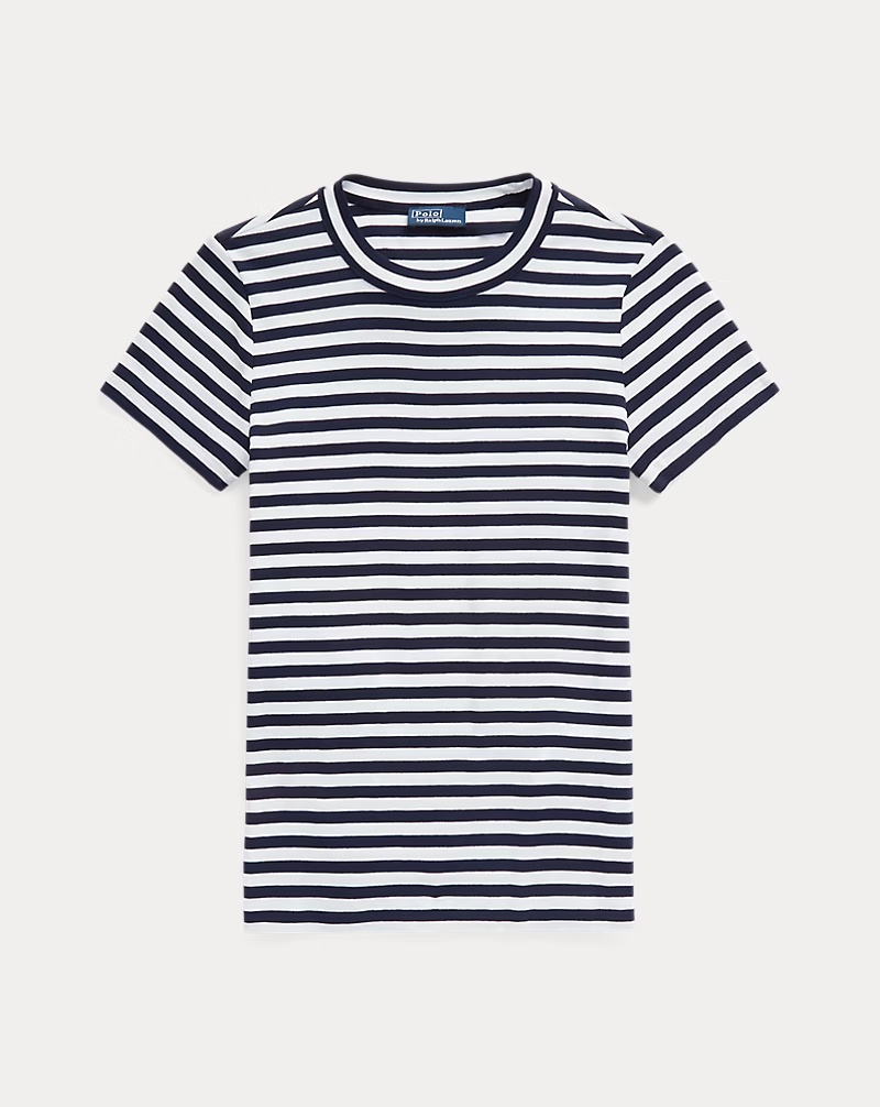Striped Ribbed Cotton Crewneck Tee