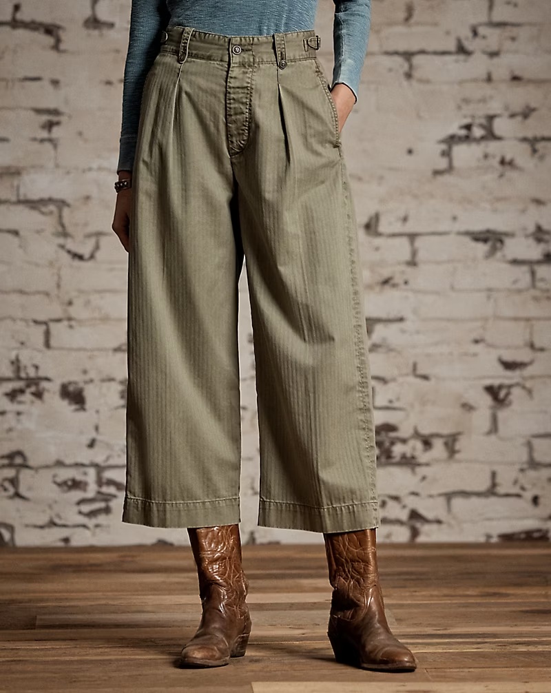 Cotton Cropped Wide-Leg Pant