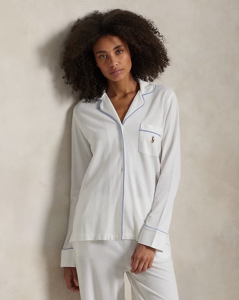 Knit Long-Sleeve Shirt & Pant Pajama Set