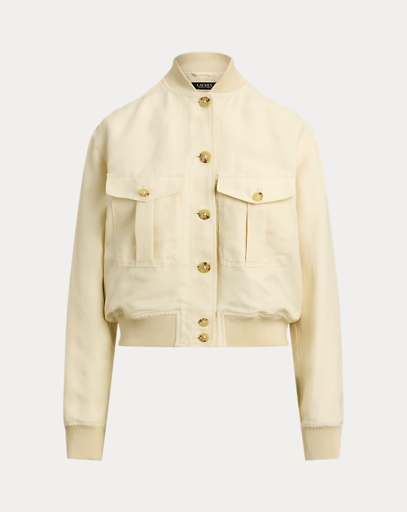 Linen-Blend Bomber Jacket