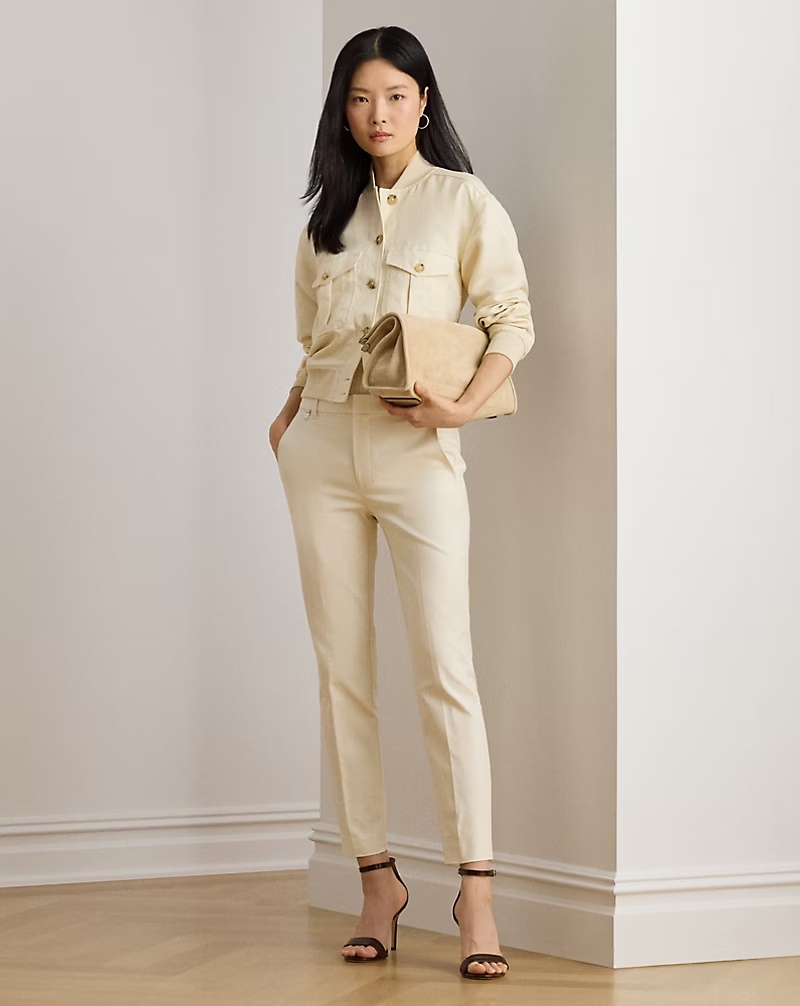 Linen-Blend Bomber Jacket