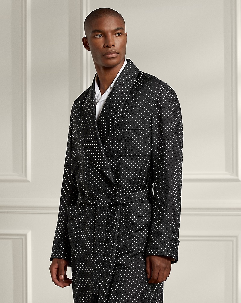 Polka-Dot Silk Robe