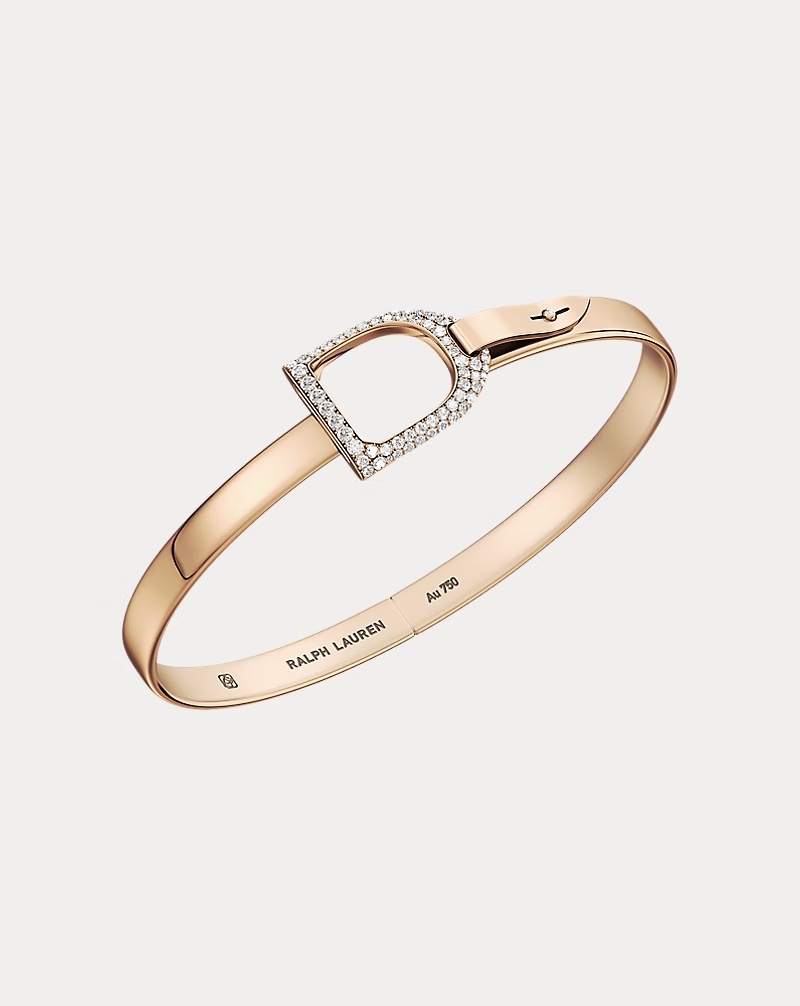 PavÃ© Diamond Rose Gold Stirrup Bangle