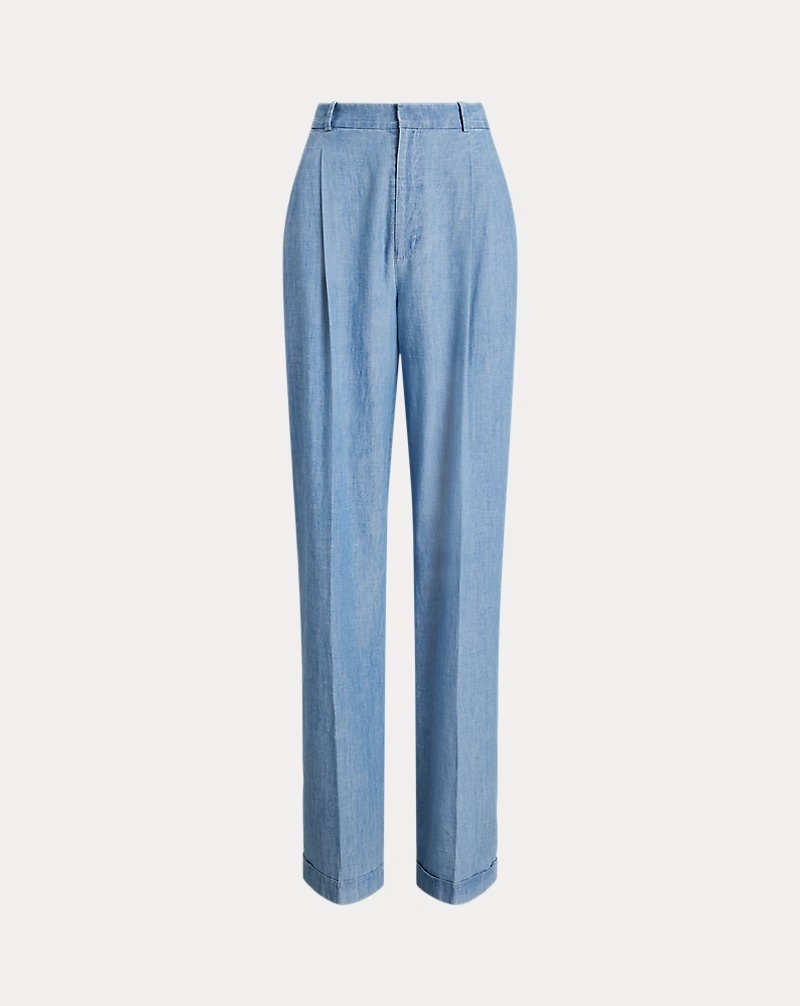 Chambray Wide-Leg Pant