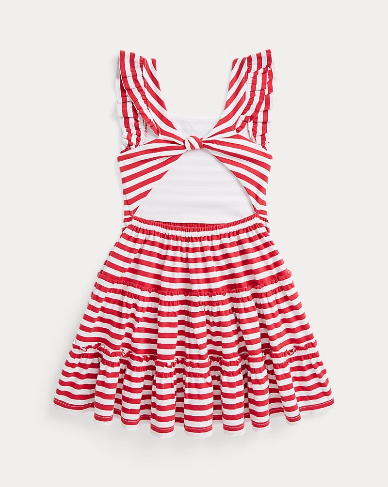 Striped Ruffled Cotton Jersey Dress