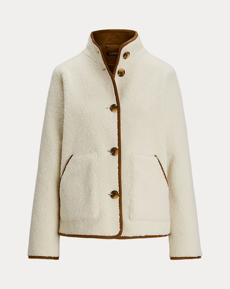 Faux-Shearling Funnelneck Coat