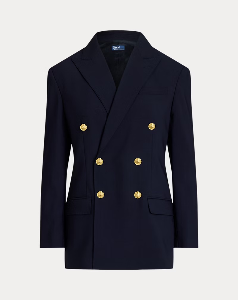 Double-Breasted Stretch Wool Blazer