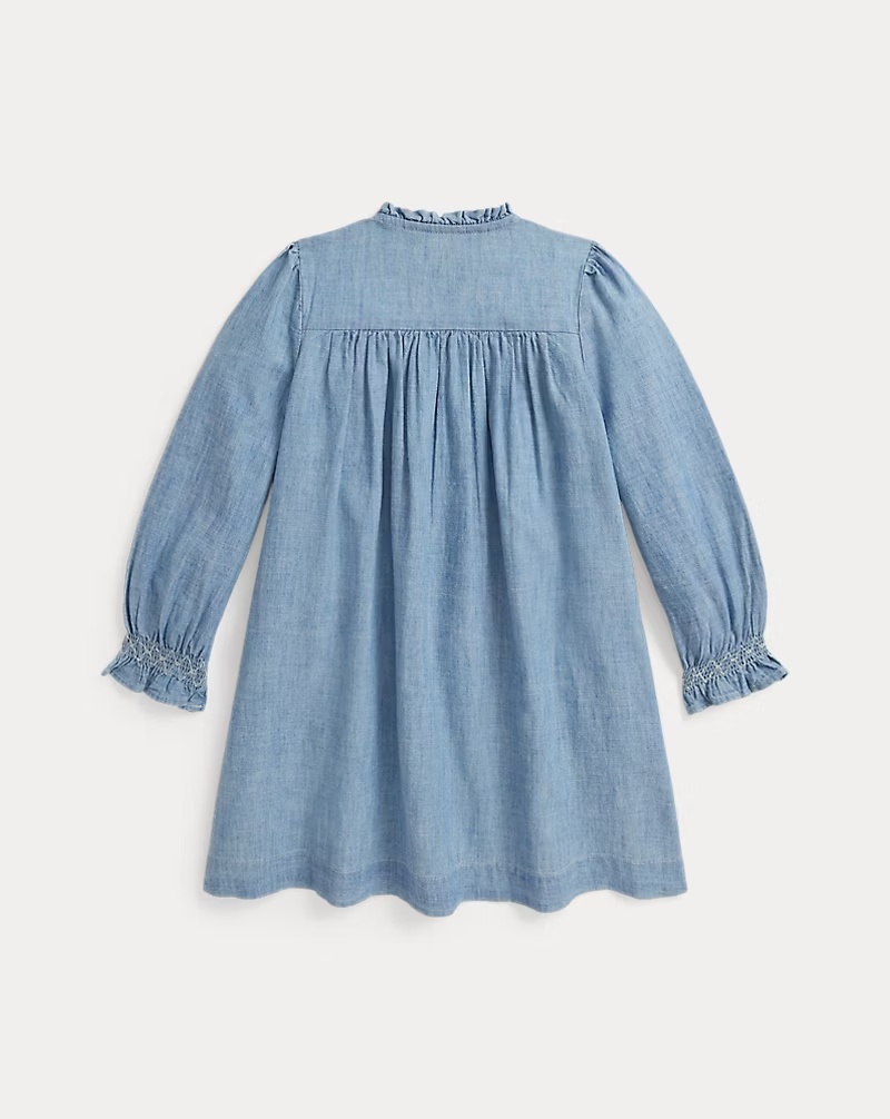 Smocked Indigo Chambray Dress