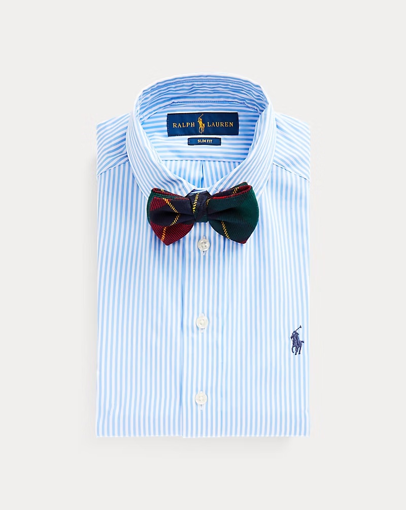 Slim Fit Striped Cotton Dress Shirt
