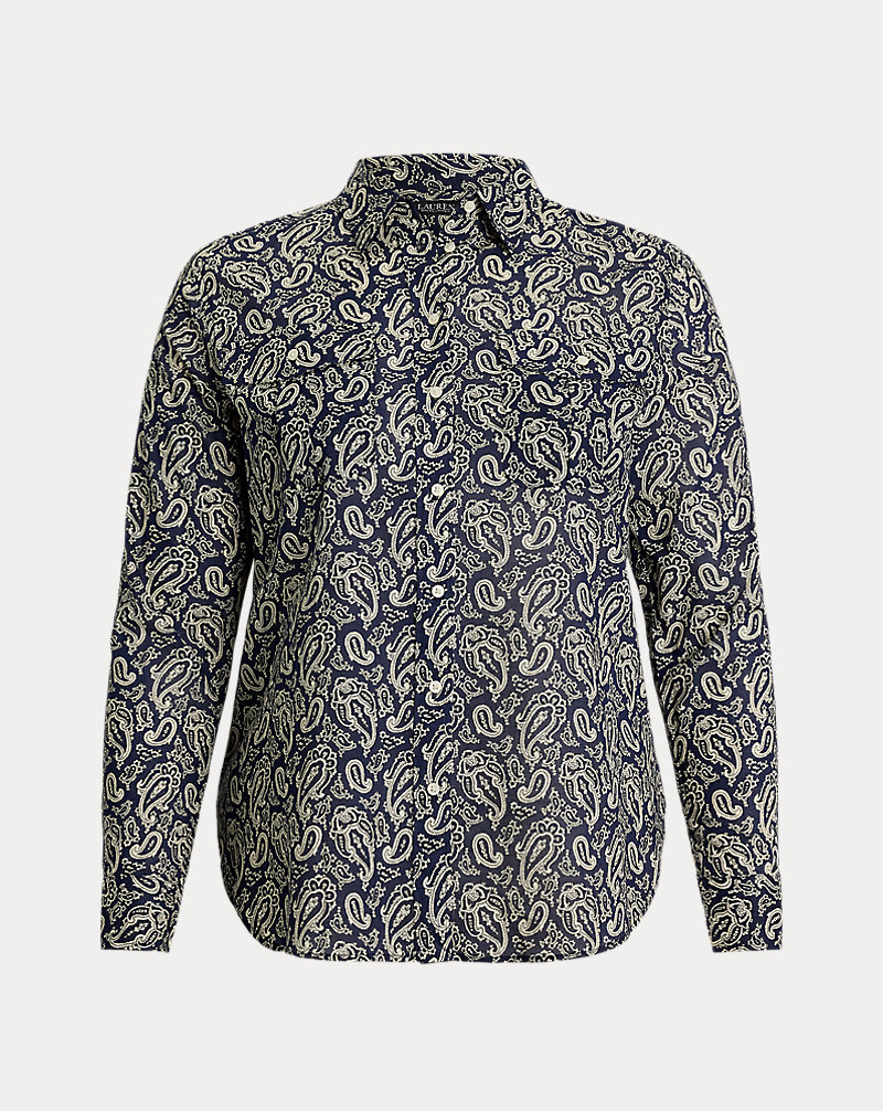 Classic Fit Paisley Cotton Voile Shirt