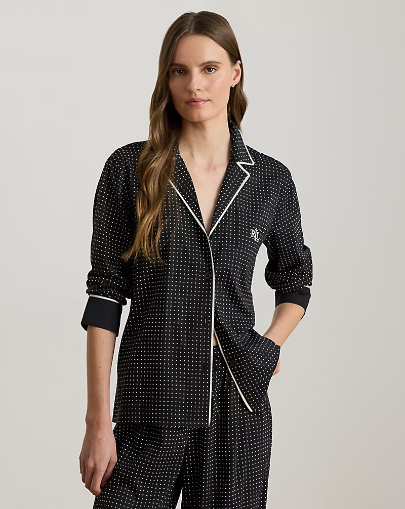 Polka-Dot Cotton-Blend Lawn Sleep Set