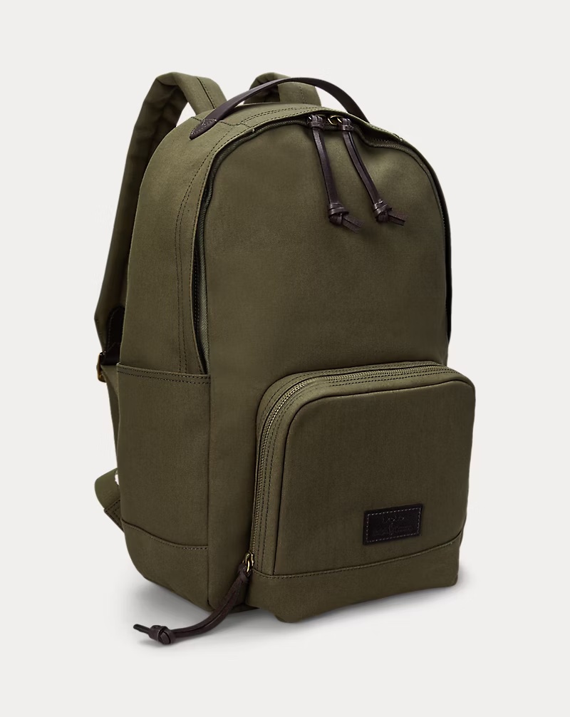 Leather-Trim Canvas Backpack