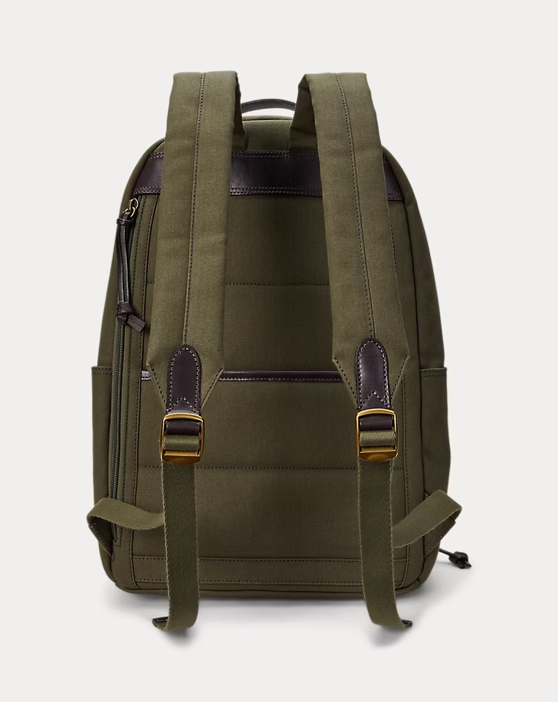 Leather-Trim Canvas Backpack