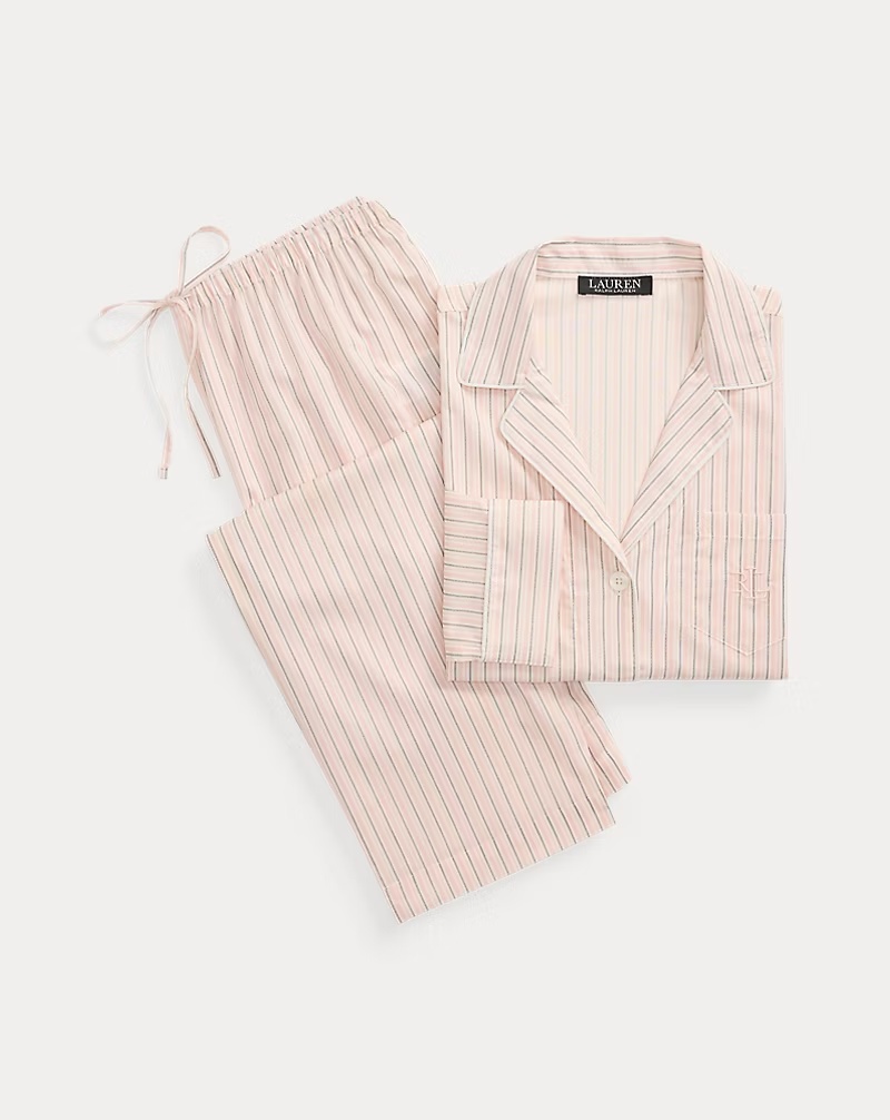 Striped Cotton-Blend Lawn Sleep Set
