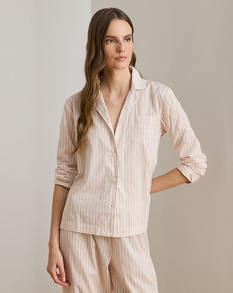 Striped Cotton-Blend Lawn Sleep Set