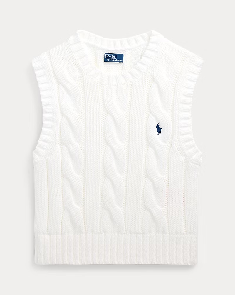 Cable-Knit Cotton Cropped Vest