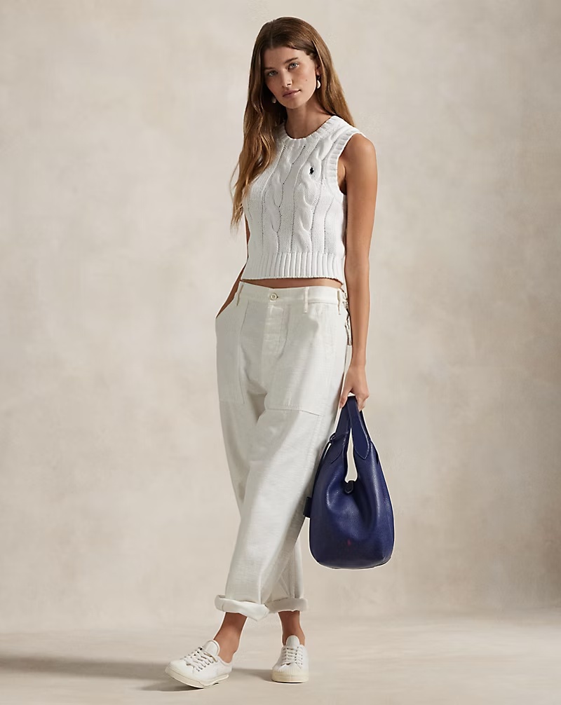 Cable-Knit Cotton Cropped Vest