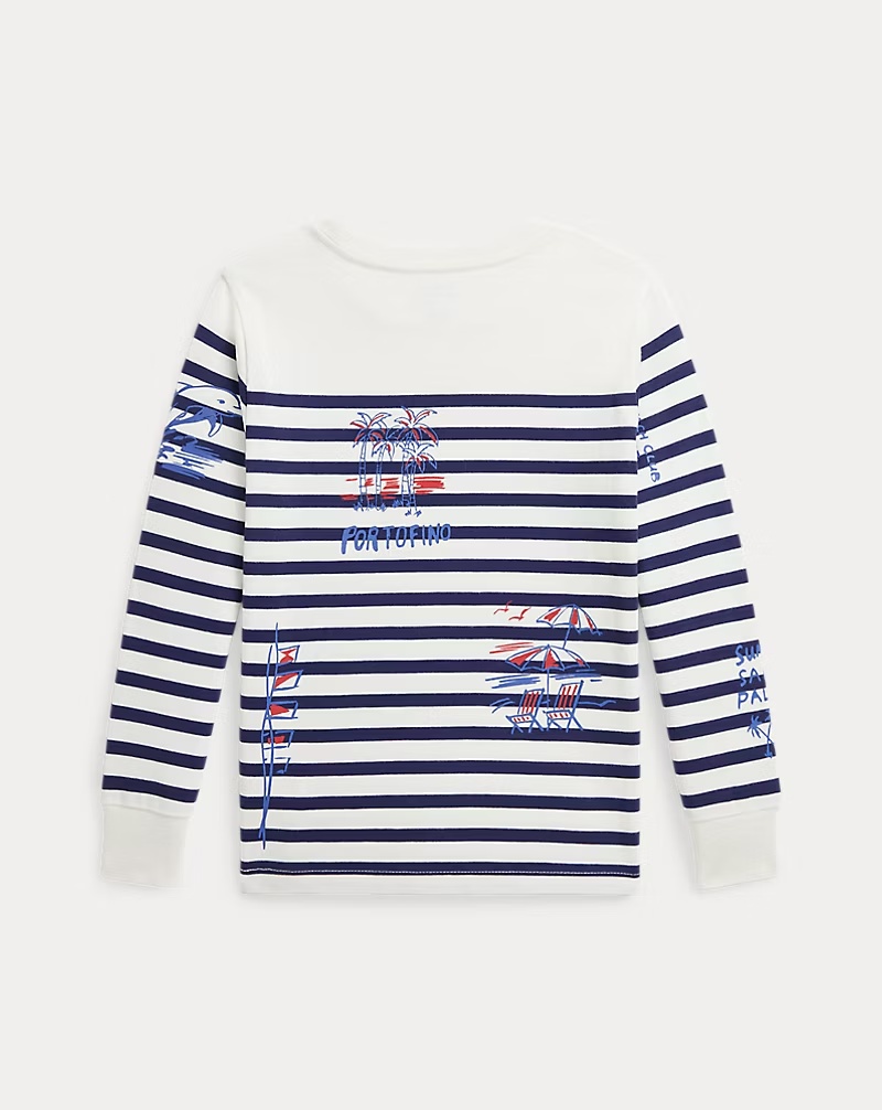 Striped Cotton Graphic Long-Sleeve Tee